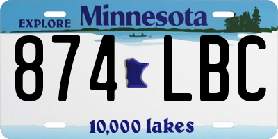 MN license plate 874LBC