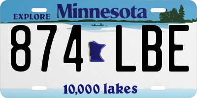 MN license plate 874LBE