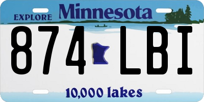 MN license plate 874LBI
