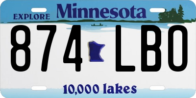 MN license plate 874LBO