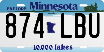 MN license plate 874LBU