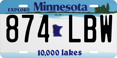 MN license plate 874LBW