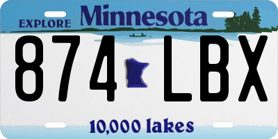 MN license plate 874LBX