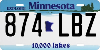 MN license plate 874LBZ