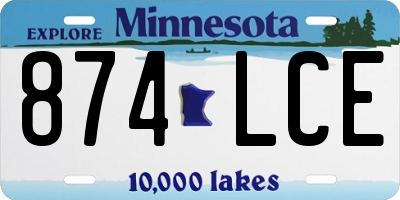 MN license plate 874LCE