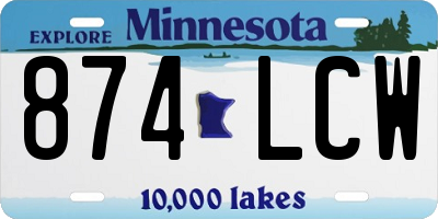MN license plate 874LCW