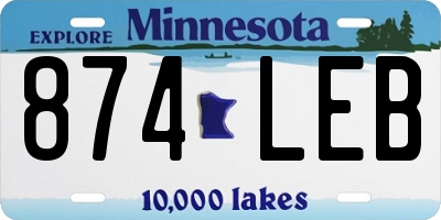 MN license plate 874LEB
