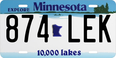 MN license plate 874LEK