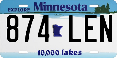 MN license plate 874LEN