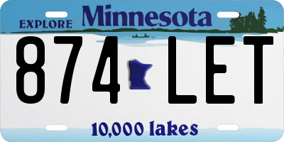 MN license plate 874LET