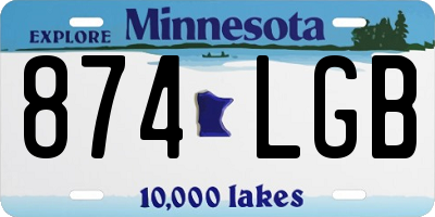 MN license plate 874LGB