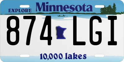 MN license plate 874LGI