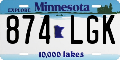 MN license plate 874LGK