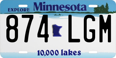 MN license plate 874LGM