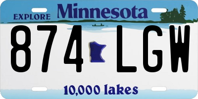 MN license plate 874LGW