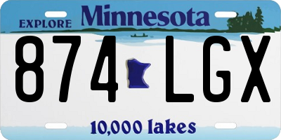 MN license plate 874LGX