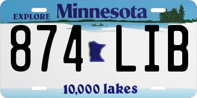 MN license plate 874LIB