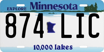 MN license plate 874LIC