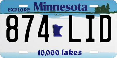 MN license plate 874LID