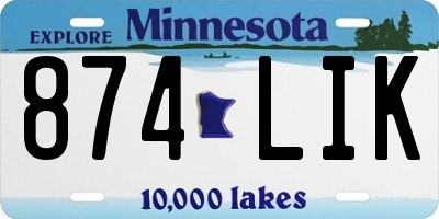 MN license plate 874LIK