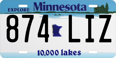 MN license plate 874LIZ