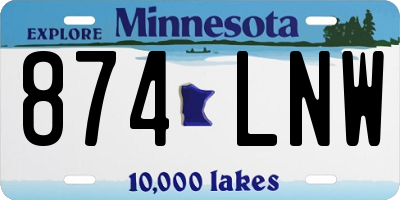 MN license plate 874LNW