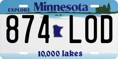 MN license plate 874LOD