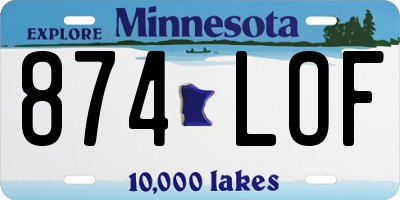 MN license plate 874LOF