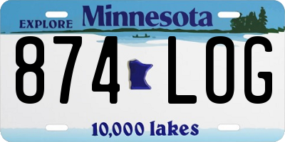 MN license plate 874LOG