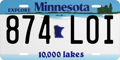 MN license plate 874LOI