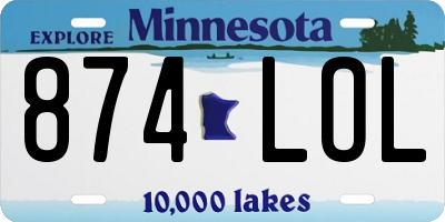 MN license plate 874LOL
