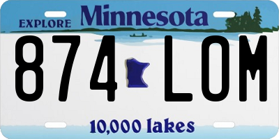 MN license plate 874LOM