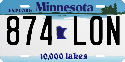 MN license plate 874LON