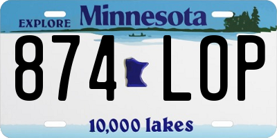 MN license plate 874LOP