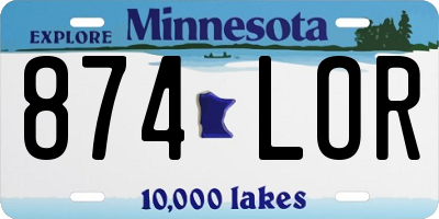 MN license plate 874LOR