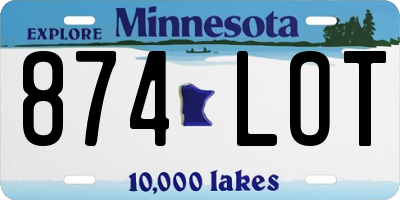 MN license plate 874LOT
