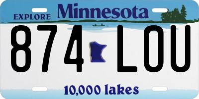MN license plate 874LOU