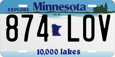 MN license plate 874LOV