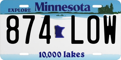 MN license plate 874LOW