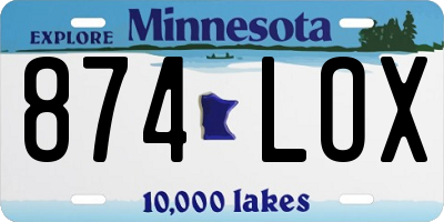 MN license plate 874LOX
