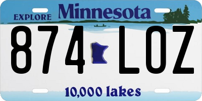 MN license plate 874LOZ