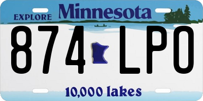MN license plate 874LPO