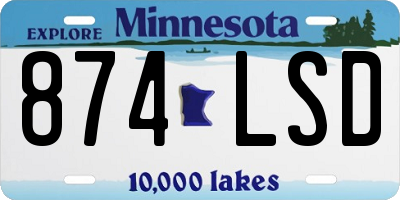 MN license plate 874LSD