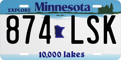 MN license plate 874LSK