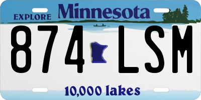 MN license plate 874LSM