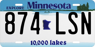 MN license plate 874LSN