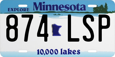 MN license plate 874LSP