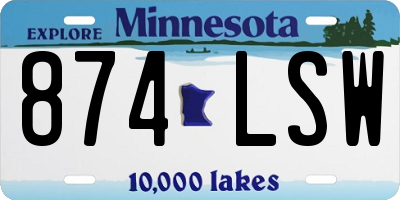 MN license plate 874LSW