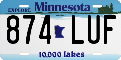 MN license plate 874LUF
