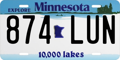 MN license plate 874LUN